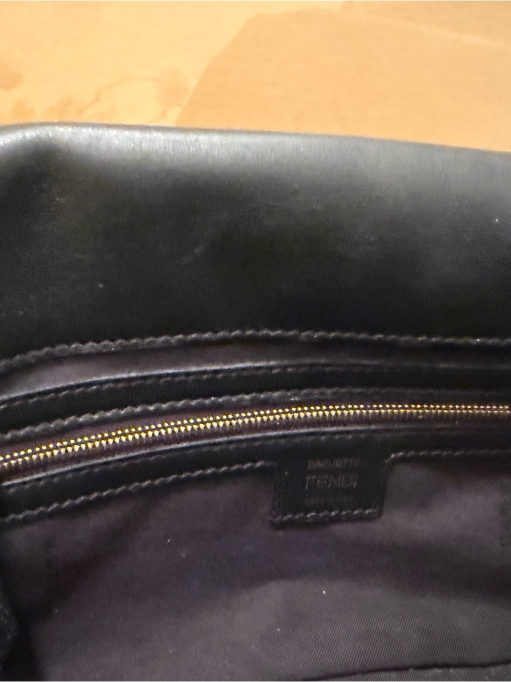 Fendi Black Embossed Leather Baguette Shoulder Bag medium size - Picture 16 of 16
